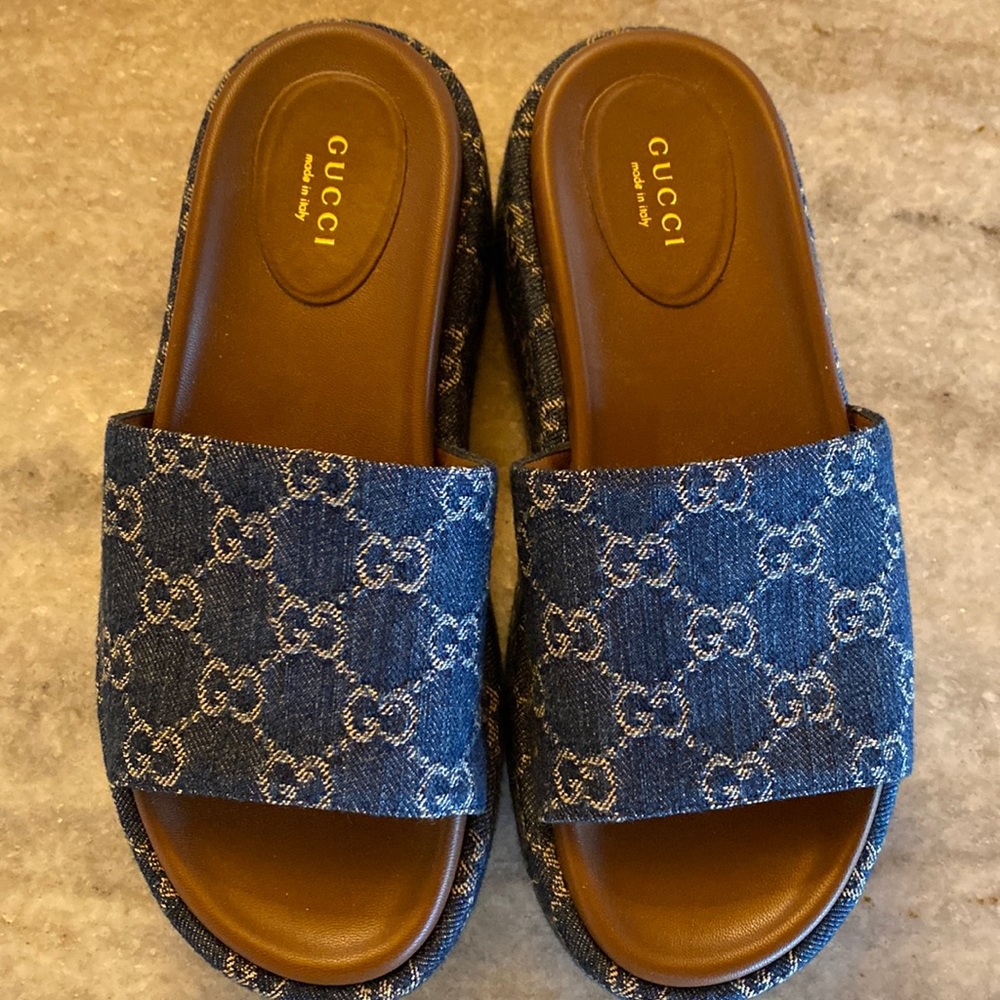Gucci Denim Slides